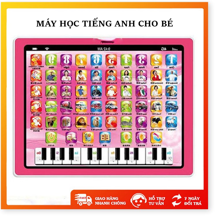 Máy học tiếng anh - Xả Kho - Máy tính bảng đồ chơi học tiếng anh có đàn piano phù hợp cho bé dưới 7 tuổi