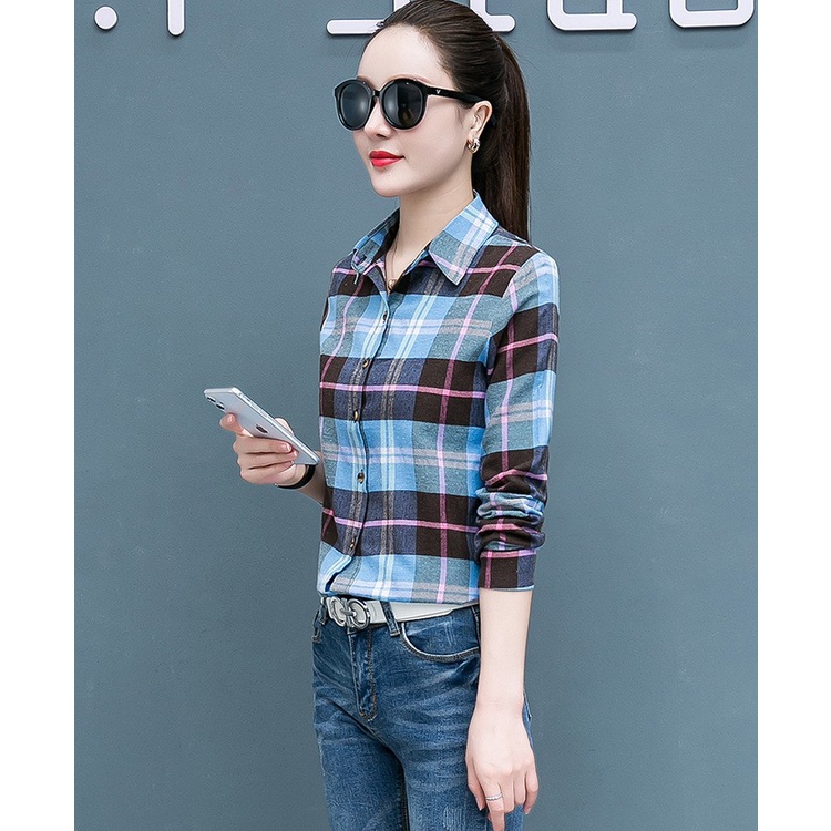 Sơ mi nữ,áo sơ mi nữ hoạ tiết caro Sm22