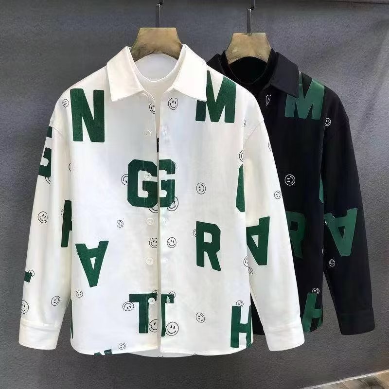 Áo Sơ Mi Dài Tay Dáng Rộng In Chữ Đơn Giản Thời Trang Mùa Xuân Thu Nhật Bản Dành Cho