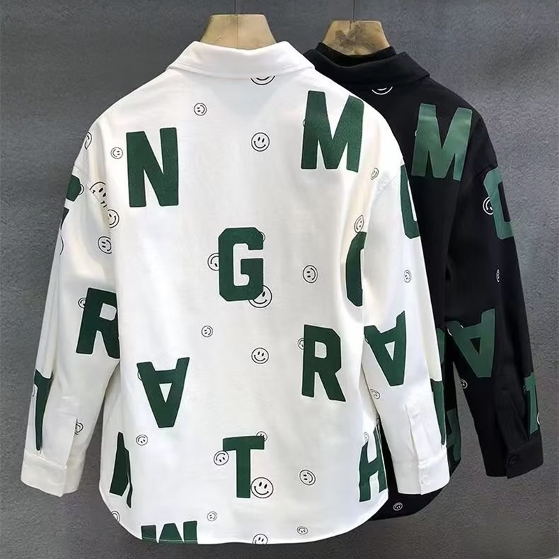 Áo Sơ Mi Dài Tay Dáng Rộng In Chữ Đơn Giản Thời Trang Mùa Xuân Thu Nhật Bản Dành Cho