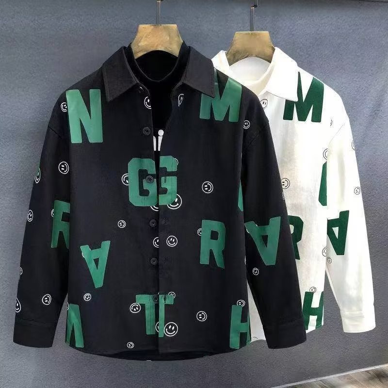 Áo Sơ Mi Dài Tay Dáng Rộng In Chữ Đơn Giản Thời Trang Mùa Xuân Thu Nhật Bản Dành Cho