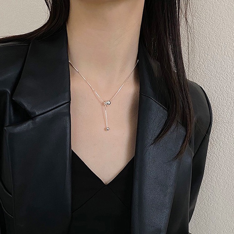 Dây Chuyền Mặt Quả Cầu Kim Loại Đơn Giản Độc Đáo Thời Trang Hàn Quốc Cho Nữ