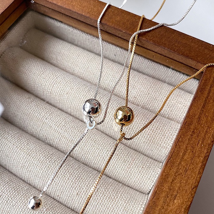 Dây Chuyền Mặt Quả Cầu Kim Loại Đơn Giản Độc Đáo Thời Trang Hàn Quốc Cho Nữ