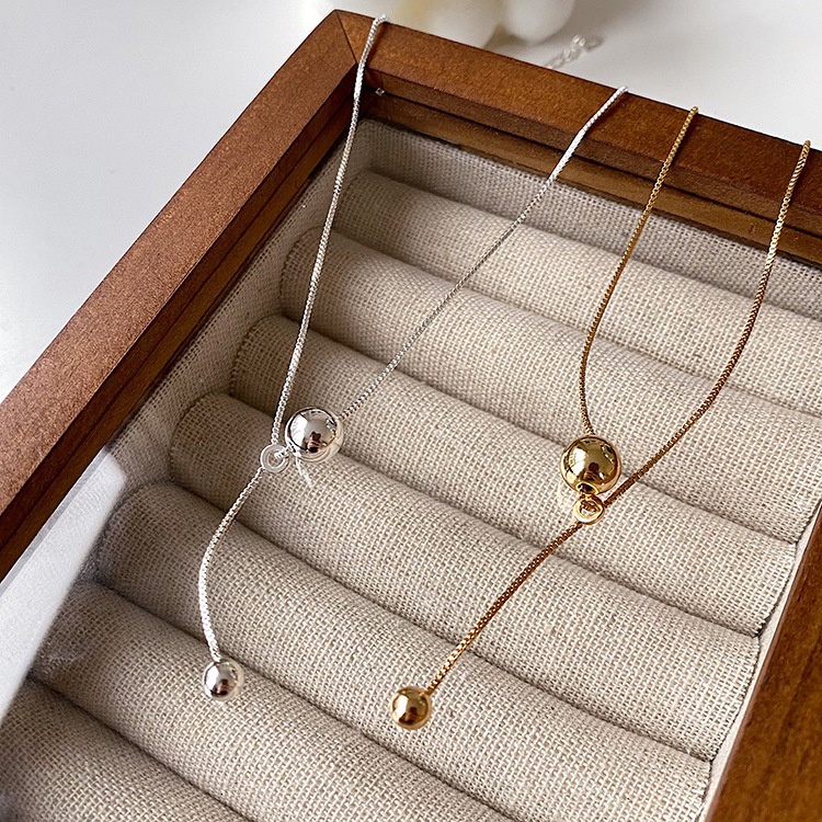 Dây Chuyền Mặt Quả Cầu Kim Loại Đơn Giản Độc Đáo Thời Trang Hàn Quốc Cho Nữ