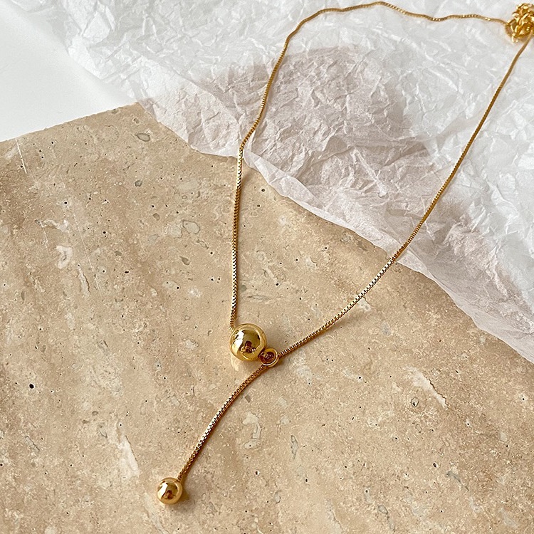 Dây Chuyền Mặt Quả Cầu Kim Loại Đơn Giản Độc Đáo Thời Trang Hàn Quốc Cho Nữ