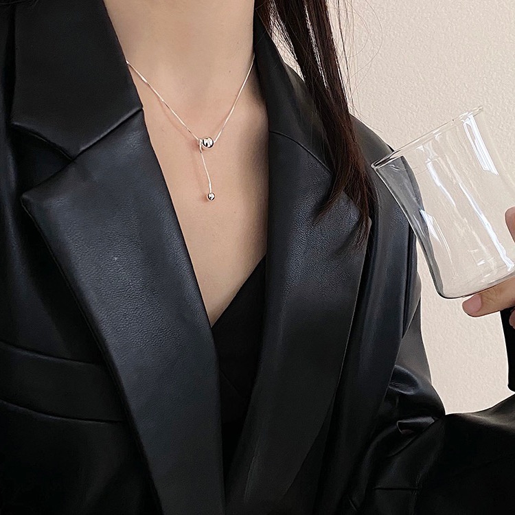 Dây Chuyền Mặt Quả Cầu Kim Loại Đơn Giản Độc Đáo Thời Trang Hàn Quốc Cho Nữ