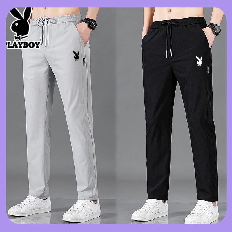 Quần Thể Thao Playboy Dáng Suông Rộng Chất Liệu Lụa Lạnh Nhanh Khô Thời Trang Mùa Hè Cho Nam Giới
