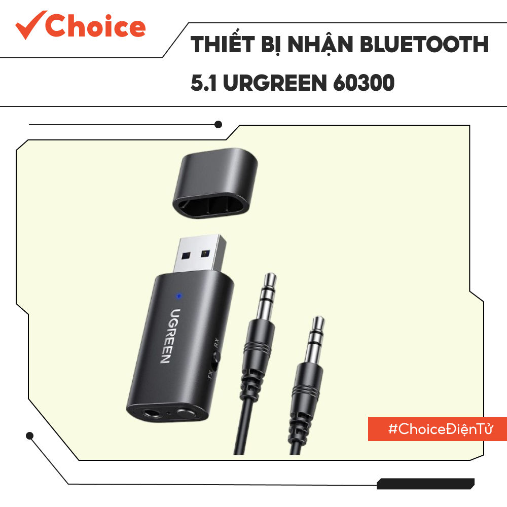 [Choice] Thiết Bị Nhận Bluetooth 5.1 Ugreen 60300 EL1-2736-2, Công Suất 10mW, Cắm Cổng USB 3.5m