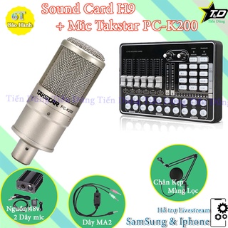 Combo Mic Thu Âm Takstar K200 Sound card H9 Chân Màng Dây Livestream MA2 Nguồn 48v 2 dây canon – Thu âm hát live stream