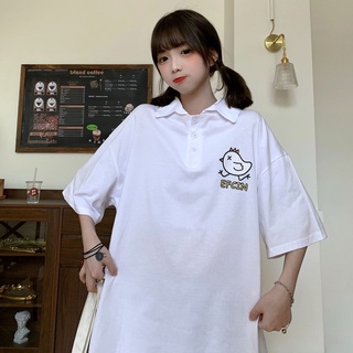 Áo Thun Nữ Form Rộng Có Cổ Trụ Đẹp Chất Cotton Unisex In Hình Chú Gà Dễ Thương Trẻ Trung Năng Nộng TTQ0080