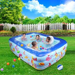 Bể phao bơi 3 tầng cho bé sz lớn 180x140x60cm tặng bơm điện, bể bơi phao cho bé, hồ bơi phao