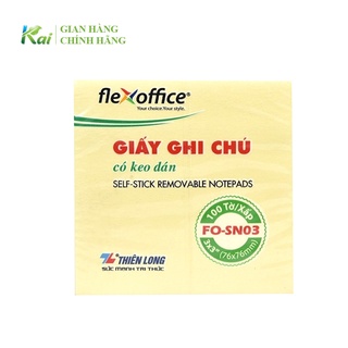 1 Xấp (100 tờ) Giấy ghi chú Flexoffice THIÊN LONG 3x3 FO-SN03 giá tốt, kích thước: 76x76mm, màu vàng, HÀNG CHÍNH HÃNG