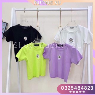Áo Croptop ao thun bozipThêu Hoa Cúc Mặt Cười Hot Trend Ulzzang Hàn Quốc-HươngSu-(PVN1498)