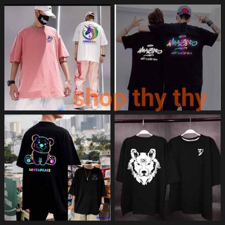 [rẽ vô địch]Áo thun unisex tay lỡ cotton phản quang nhieu hinh cực đẹp thoi trang teen