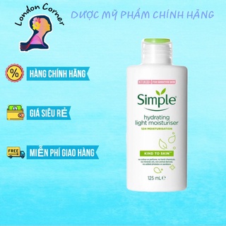 Sữa Dưỡng Da Simple Kind To Skin Hydrating Light Moisturiser 125ml, cấp ẩm cho da nhạy cảm dầu khô, có tem phụ nhập kẩu
