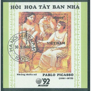 Tem sưu tập MS 644 Block Tem CTO Việt Nam Hội hoạ Tây Ban Nha 1992