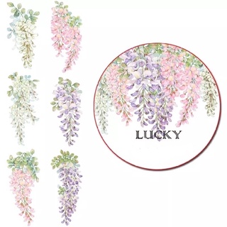 (Chiết theo chu kỳ) Băng dính washi tape hoạ tiết hoa tử đằng nhà LUCKY #7