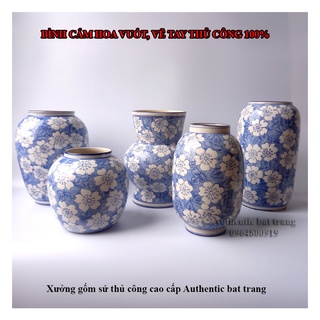 Bình cắm hoa, trang trí vẽ hoa đào lơ băng - Đẹp - Độc đáo - Sang Trọng. Cắm được tất cả các loại hoa - gốm sứ Bát tràng
