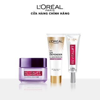 [Quà tặng không bán] Bộ serum &amp; kem dưỡng siêu cấp ẩm &amp; kem chống nắng mini L'Oreal Paris Gimmick