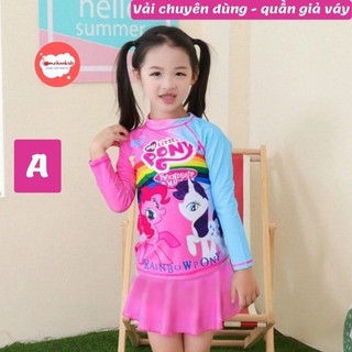 Đồ bơi bé gái tay dài hình Elsa - Pony từ 10-39kg -quần giả váy tạo kín đáo- Tomchuakids