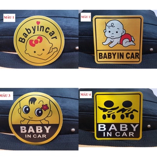 Tem Baby In Car Dán Đuôi Xe Ô Tô Phản Quang Màu Vàng Đồng