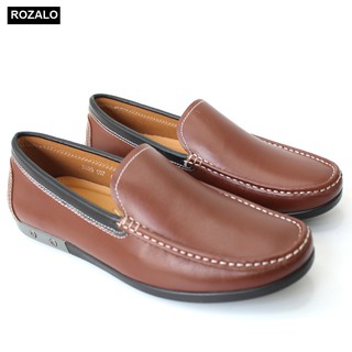 [Mã BMBAU50 giảm 7% đơn 99K] Giày lười nam da cao cấp siêu bền Rozalo R6115 - Màu Nâu