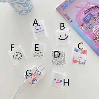 Phụ kiện bảo vệ cáp sạc USB 18W 20W trong suốt hình mặt cười đơn giản thích hợp cho Apple