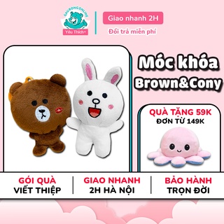 Móc Khóa Gấu Bông Brown và Thỏ Cony Cao Cấp Mềm Mịn