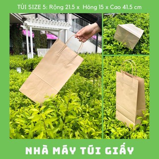 300 chiếc TÚI GIẤY KRAFT SIZE 5- 21,5x15x41,5cm CÓ QUAI