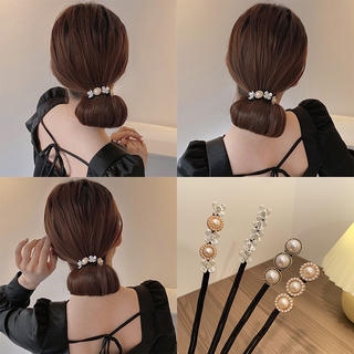 Kẹp Thanh búi tóc hình bông hoa đính hạt ngọc thời trang thanh lịch