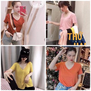 Áo Basic Cổ Tim Trơn Nhiều Màu