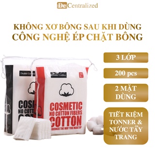 Bông Tẩy Trang 200 Miếng Trang Điểm Rửa Mặt Làm Sạch Sâu | Bông Tẩy Trang 3 Lớp Mềm Mịn Chất Lượng Cao