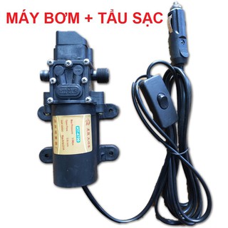 Bộ Máy Bơm Áp Lực Mini 12v + Tẩu sạc trên Ôtô -Bơm tăng áp có rơle tự ngắt - Kèm tẩu sạc ô tô
