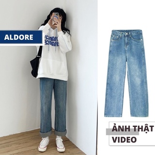 Quần jean ống suông rộng Aldore phong cách Hàn Quốc học sinh Ullzzang MSC12