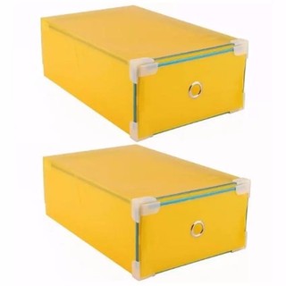 Bộ 2 hộp đựng giày trong suốt viền kim loại (Tím)