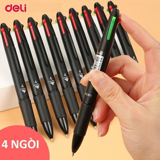 Bút bi Deli 4 màu tiện lợi, trơn tru chống lem