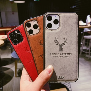 Ốp điện thoại silicone chống sốc mặt vải in hình hươu cho iPhone X XR XS Max 11 12 Pro Max 12 mini