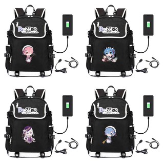 Balo nắp ngang in hình RE:ZERO BẮT ĐẦU LẠI Ở THẾ GIỚI KHÁC mẫu mới thiết kế thông minh đi học cho nam nữ