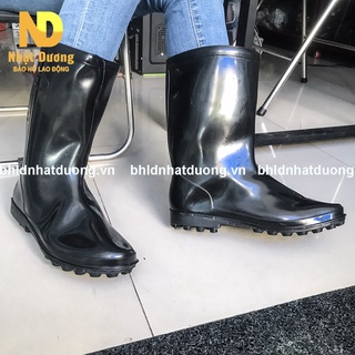 Ủng đi mưa người lớn TGP 011, Ủng làm vườn nhựa dẻo màu đen đế có gai chống trượt