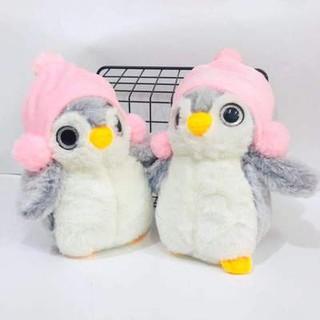 cánh cụt bông đội mũ lông xù 25cm G25B35 Gấu bông dễ thương
