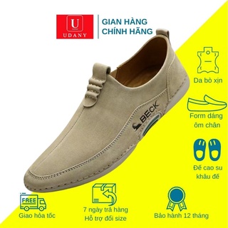 Giày Lười Nam Da Bò Cao Cấp Udany Thiết Kế Vô Cùng Đẹp 2 Màu Trắng Kem Và Nâu Vàng - GLN33
