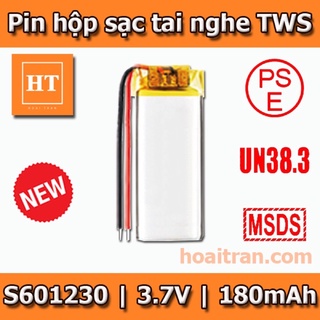 Pin Li-Po 3.7V 601230 180mAh (Lithium Polyme) cho hộp sạc tai nghe Bluetooth