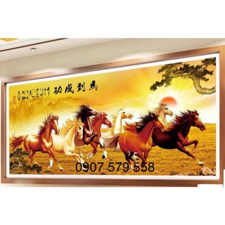 Tranh thêu mã đáo thành công CHỈ LỤA BÓNG