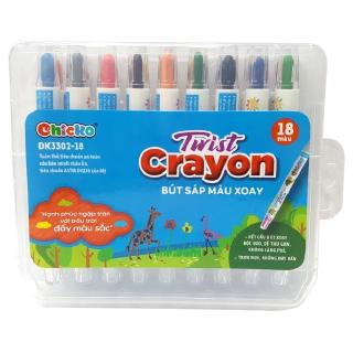 Bút Sáp Màu Xoay - 18 Màu DK 3302-18 (Hộp Nhựa PP) - CHICKO