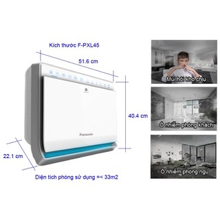 Máy Lọc Không Khí Panasonic F-PXL45a diện tích phòng 33m2