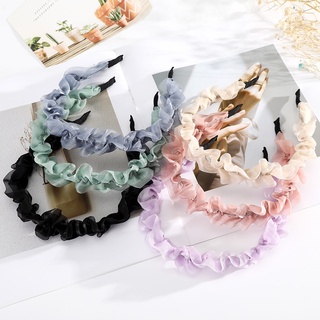Cài Tóc Vải Lụa Xếp Ly Màu Trơn Phong Cách Hàn Quốc Thời Trang Xinh Xắn Cho Nữ