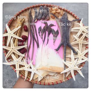 [Mã GROSALE2703 giảm 8% đơn 250K] 2 cá ngựa + 5 hải long + 10 con sao biển + 2 Hải sâm + 1 tắc kè + 6 táo tàu