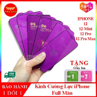 [Loại Tốt] Kính cường lực iPhone 12 mini, 12, 12 Pro, cường lực iphone 12 Pro max Full màn + Tặng kèm bộ giấy lau