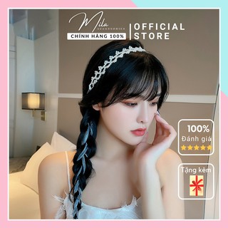 Băng đô cài tóc nữ đẹp cute MILA B101❤️ XU HƯỚNG ❤️ lớp ruy băng lụa thắt nơ xinh xắn kết hợp hạt ngọc Mila Accessories