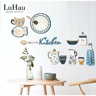 Tranh gỗ decor dán tường Luhau Kitchen trang trí phòng ăn, phòng bếp, bàn ăn hiện đại; tranh treo tường nhà hàng, cafe
